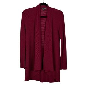 Eileen Fisher Classic Wool Long Sleeve Open Front Ribbed Knit Cardigan Medium